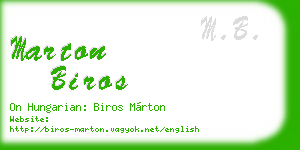 marton biros business card